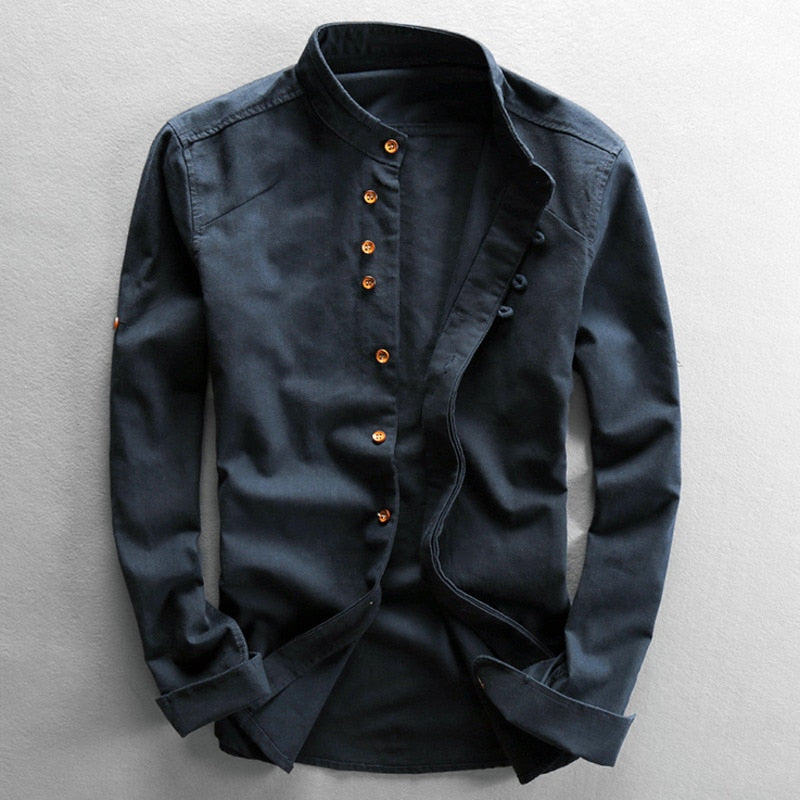 Hrvoje - Camisa Elegante Com Gola Mandarim