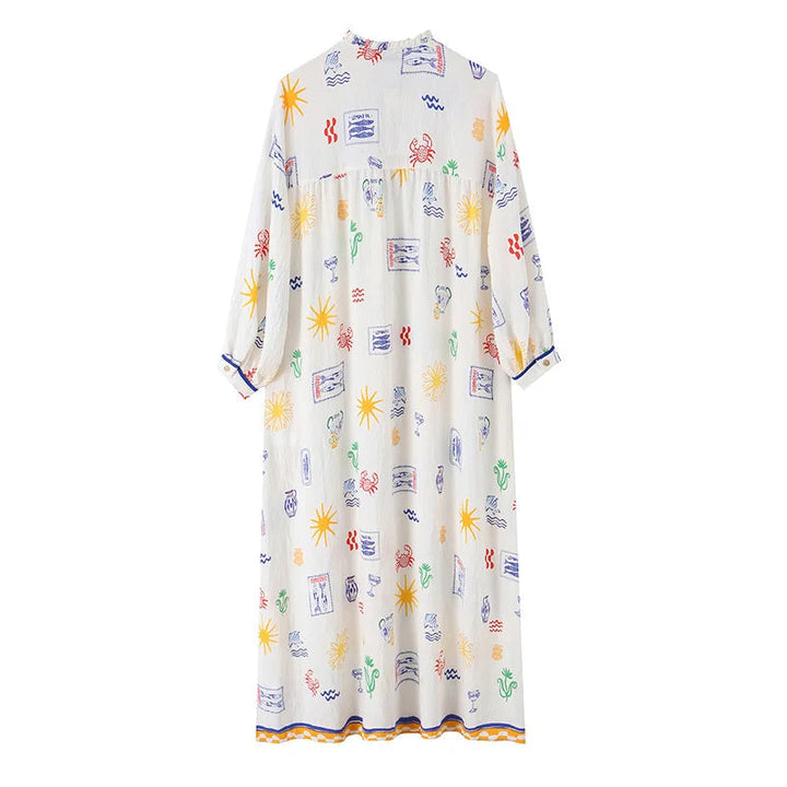 Maris - Vestido Longo Com Estampado E Mangas