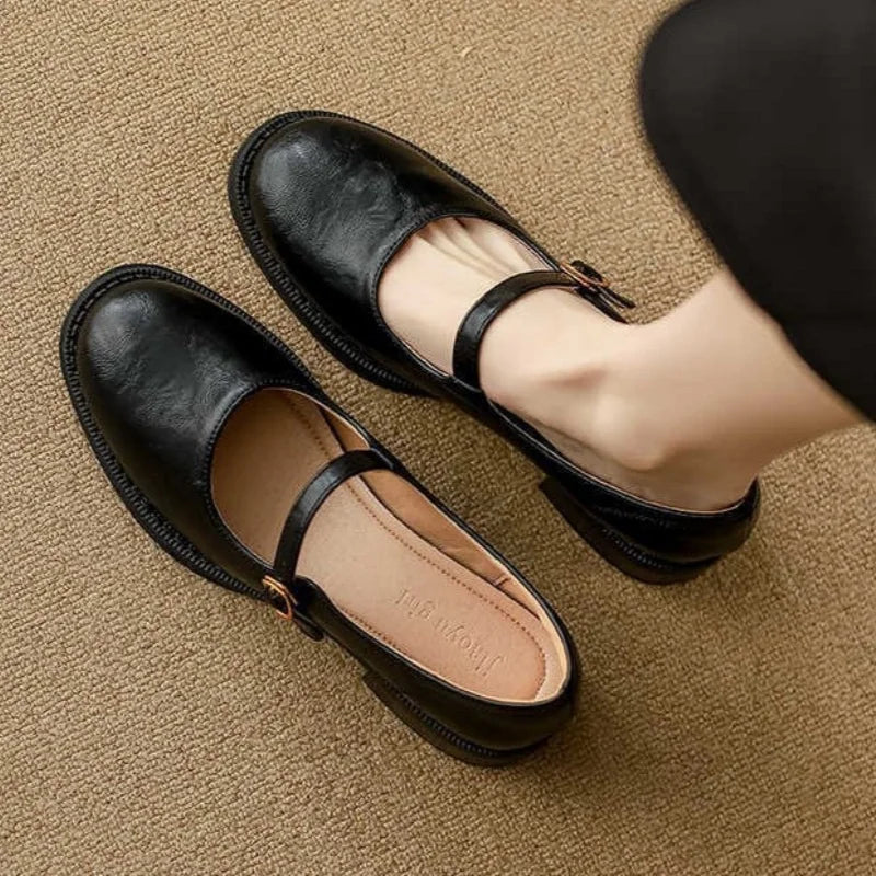 Donia - Sapatos De Couro Confortáveis Com Tira