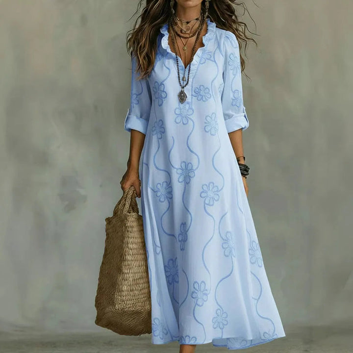 Alyxa - Vestido Comprido Com Bordados Florais