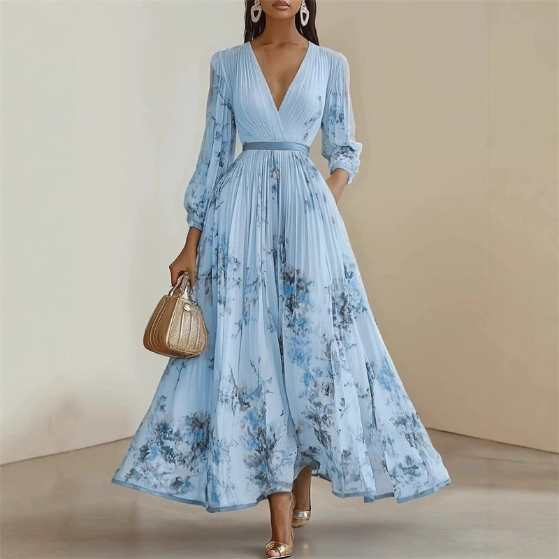 Pramudi - Vestido Maxi Elegante de Manga Comprida