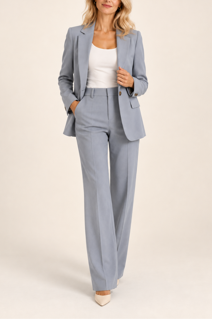 Danyela - Conjunto de Blazer e Calças de Corte Reto