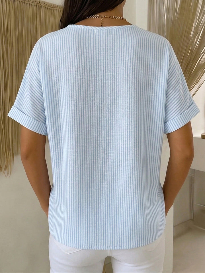 Ilenia - Blusa Elegante às Riscas Com Botões