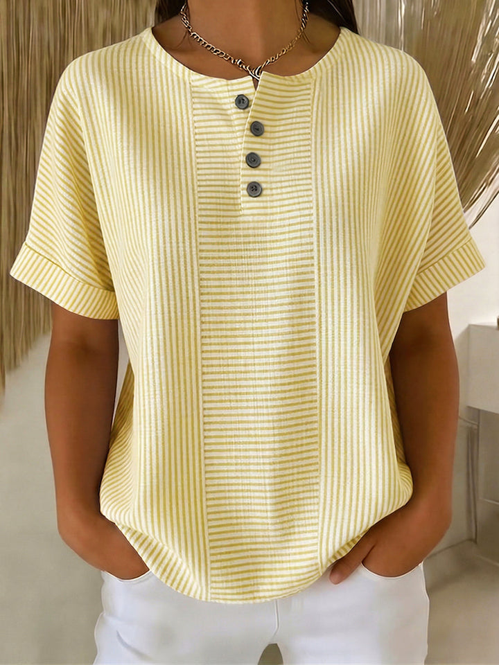 Ilenia - Blusa Elegante às Riscas Com Botões