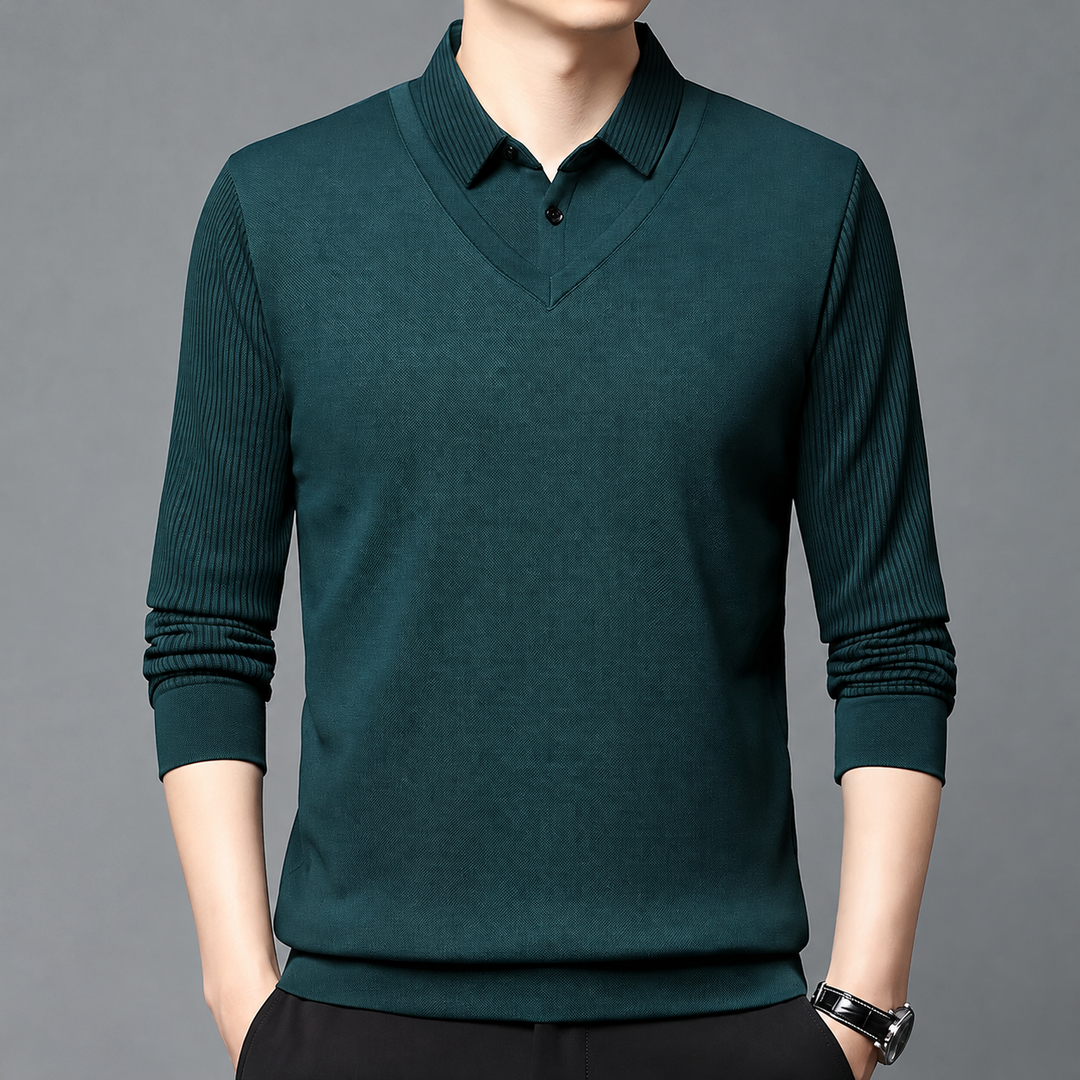 Pedroo - Camisola Com Mangas Às Riscas E Gola De Camisa Com Botões