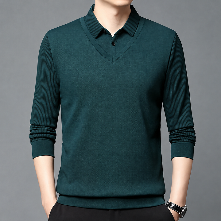 Pedroo - Camisola Com Mangas Às Riscas E Gola De Camisa Com Botões