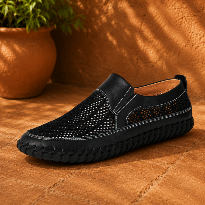 Joerg - Mocassins Sem Atacadores em Malha de Couro