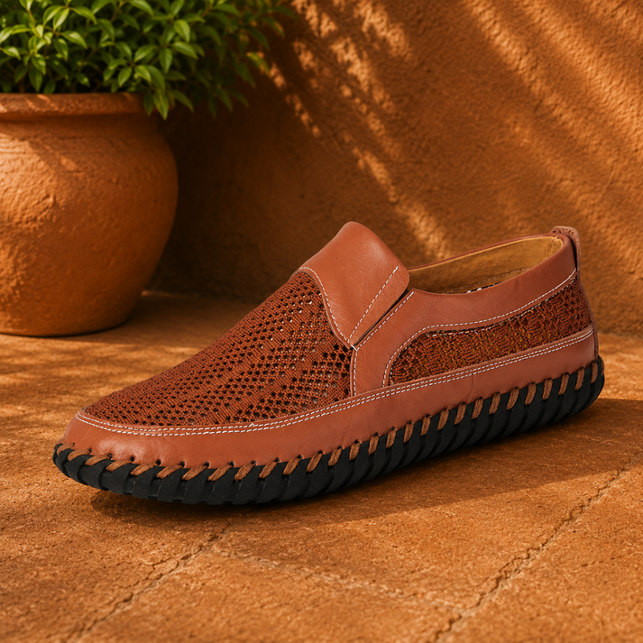 Joerg - Mocassins Sem Atacadores em Malha de Couro