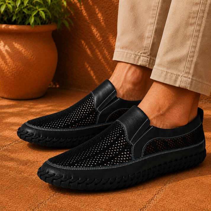 Joerg - Mocassins Sem Atacadores em Malha de Couro