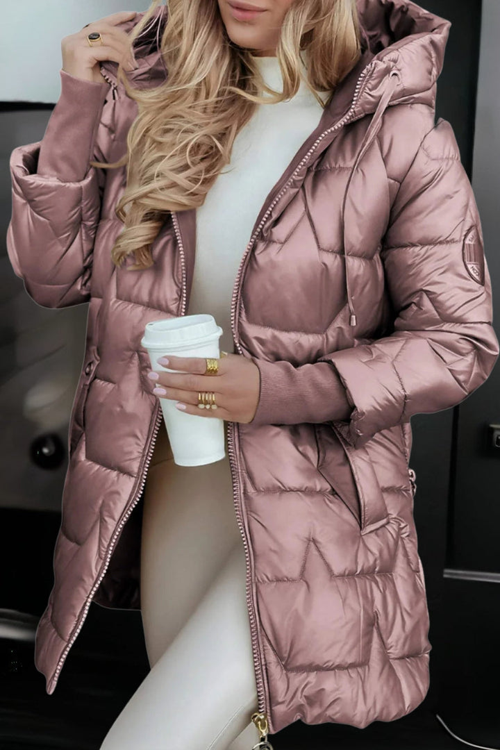 Mageina - Casaco De Inverno Elegante Com Capuz E Acolchoado
