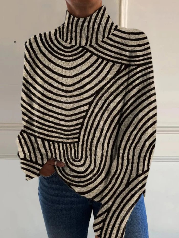 Silira - Camisola De Gola Alta Com Desenho a Linha