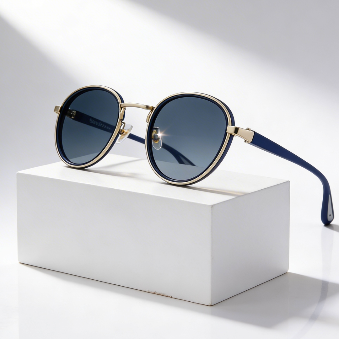 NoirGlow - Óculos de sol circulares Luxe Eclipse