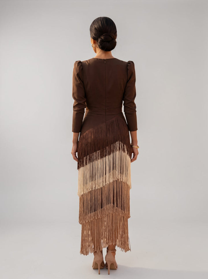 Rylanya - Vestido Elegante Com Franjas