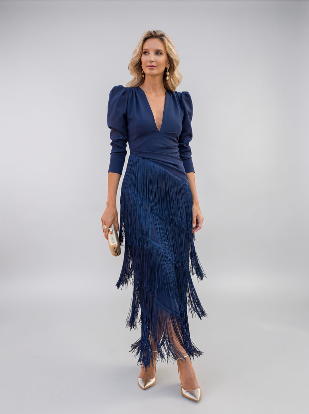 Rylanya - Vestido Elegante Com Franjas