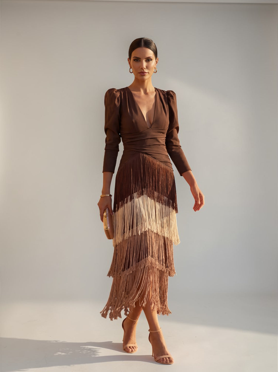 Rylanya - Vestido Elegante Com Franjas