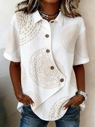 Gulana - Camisa de Botões Com Bainha Frontal Curva