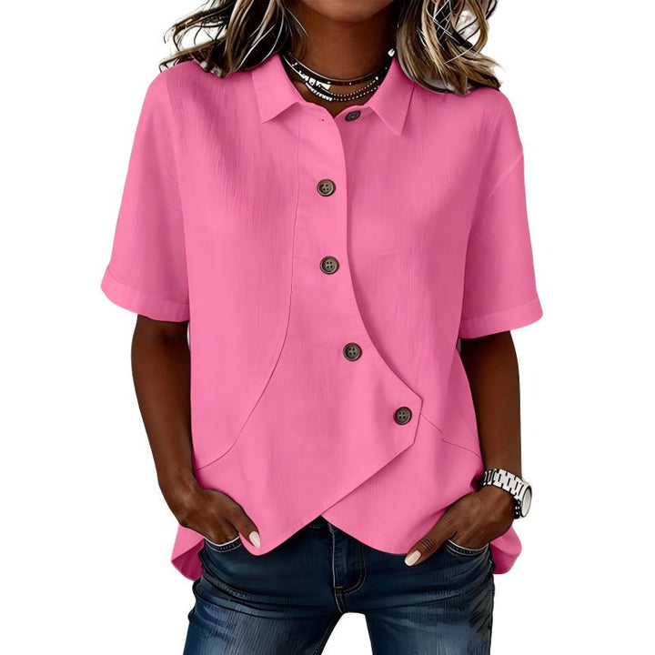 Gulana - Camisa de Botões Com Bainha Frontal Curva