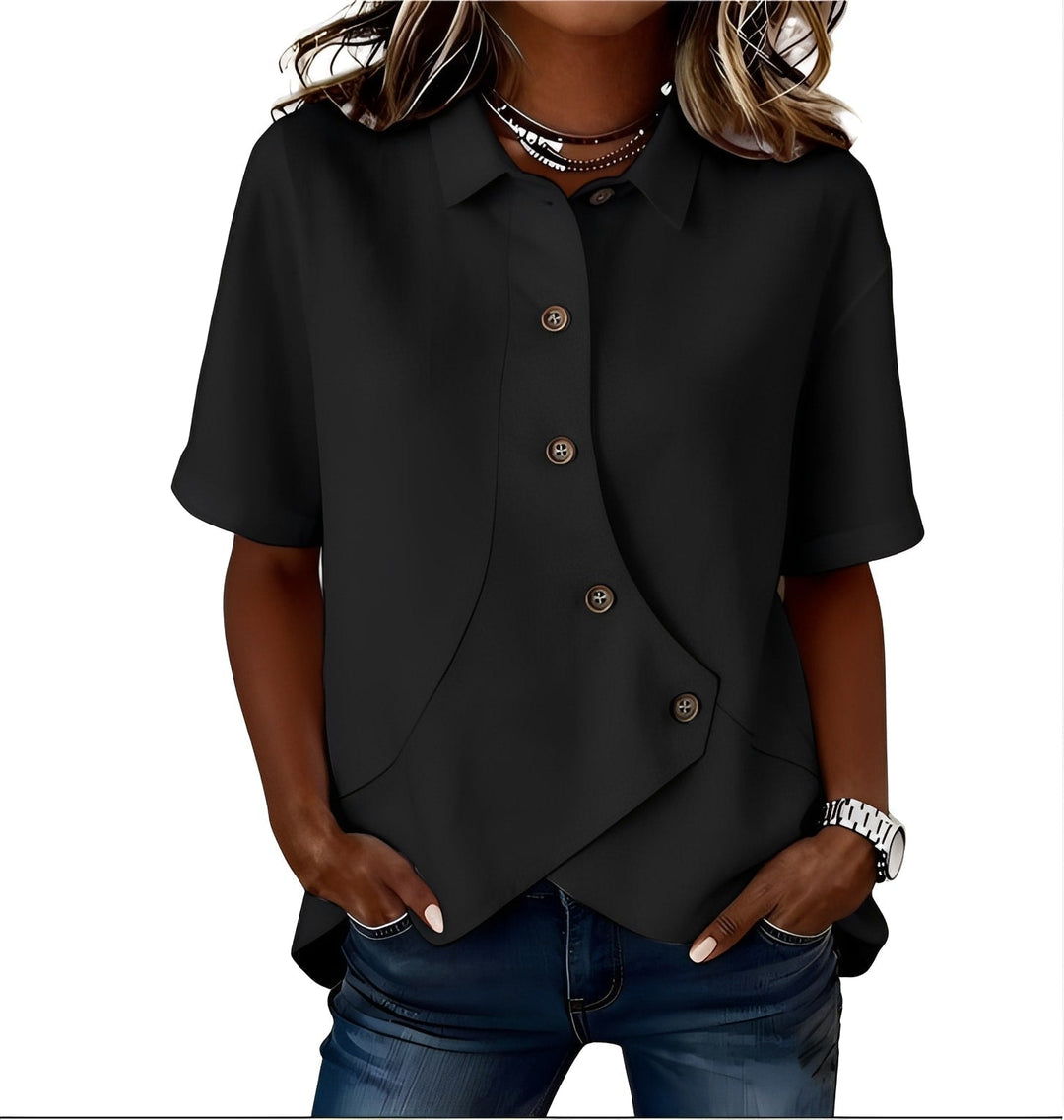 Thabata - Blusa Elegante De Manga Curta