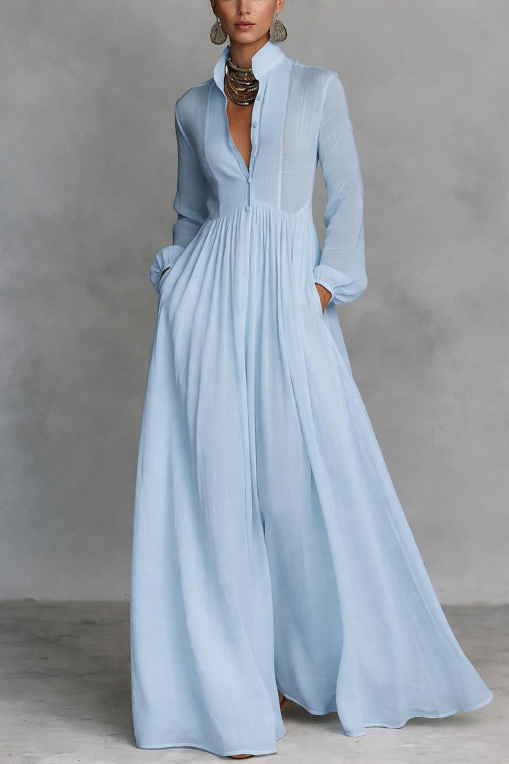 Sheilan - Vestido Maxi Elegante Com Botões