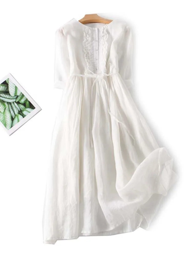 Lithumi - Vestido Maxi de linho