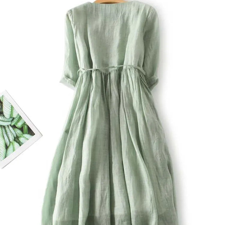 Lithumi - Vestido Maxi de linho
