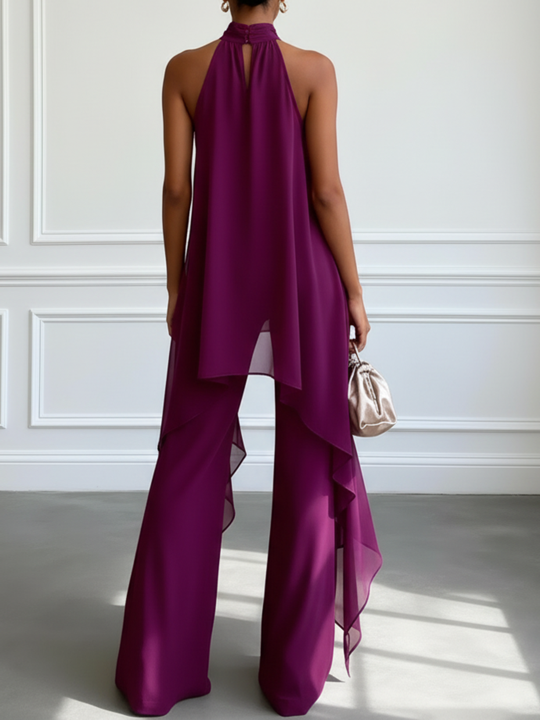 Victtoria - Top Elegante Com Decote Halter e Calças