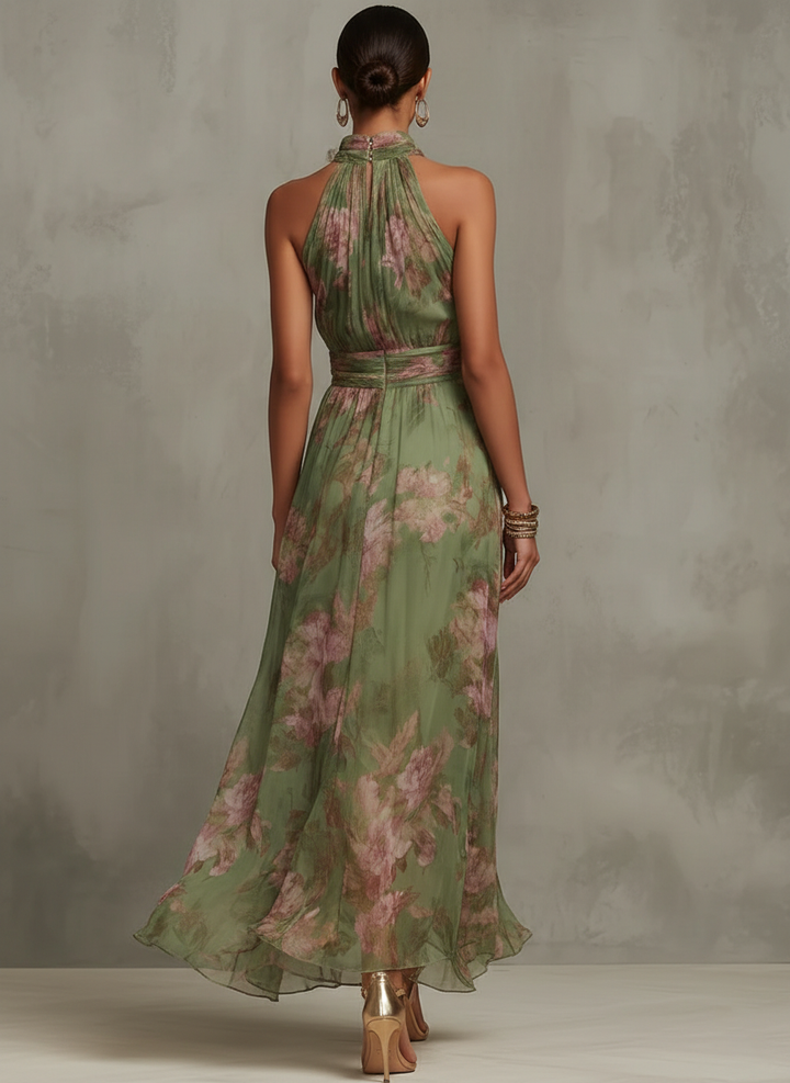 Livya - Vestido maxi Elegante com Padrão Floral e Decote Halter