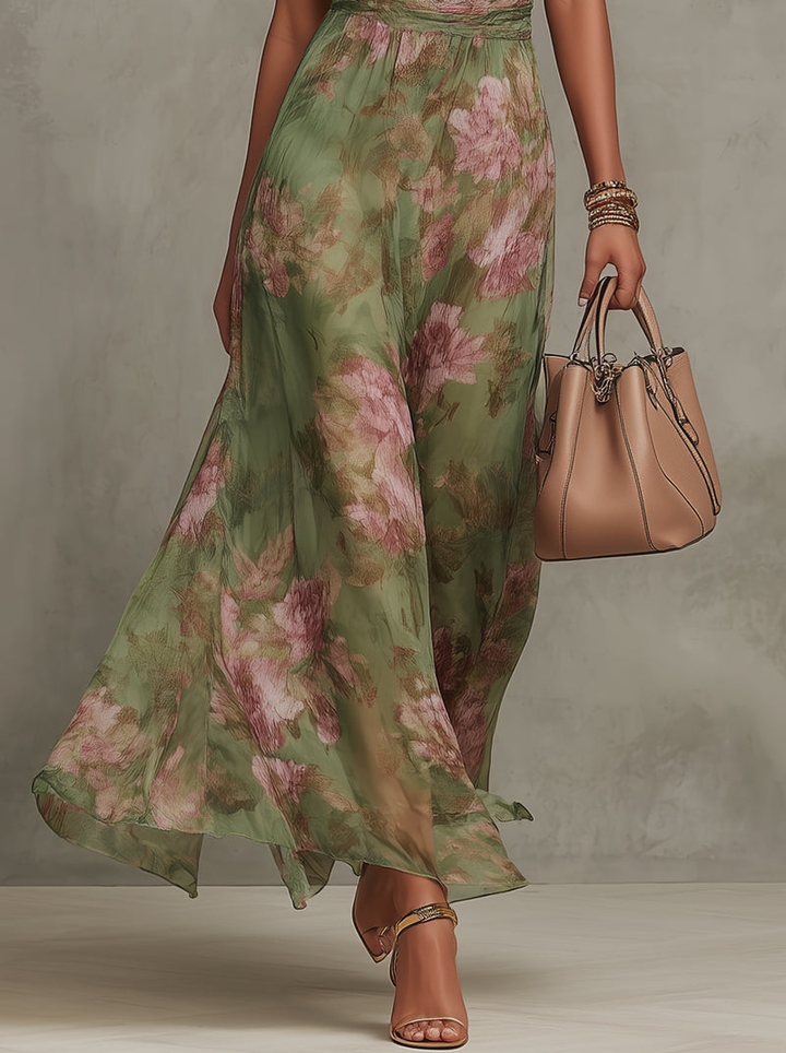 Livya - Vestido maxi Elegante com Padrão Floral e Decote Halter