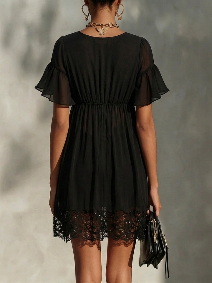 Sanya - Mini-vestido Com Acabamento Em Renda, Fecho De Correr