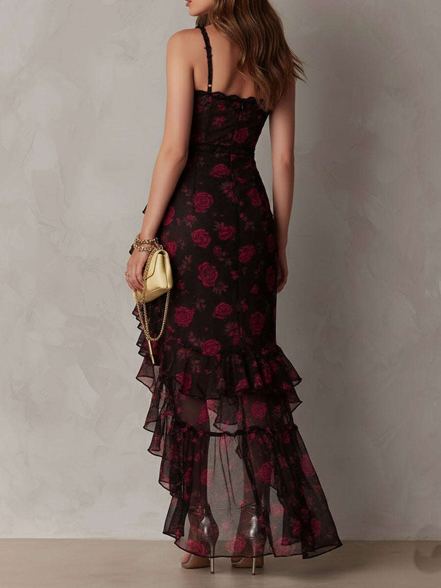 Deyna - Vestido Floral Elegante Com Bainha Franzida