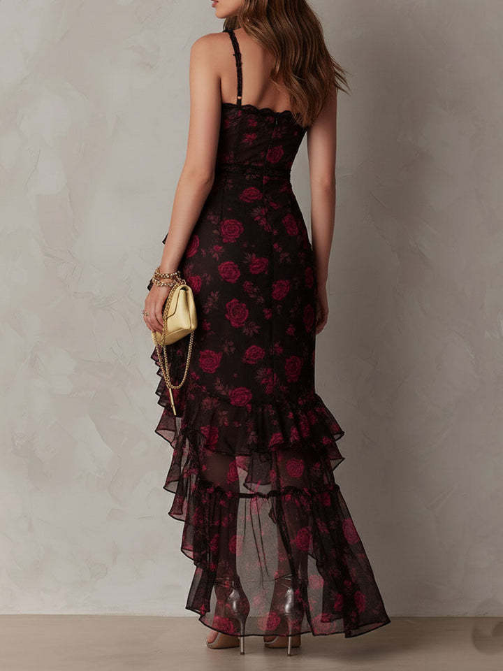 Deyna - Vestido Floral Elegante Com Bainha Franzida