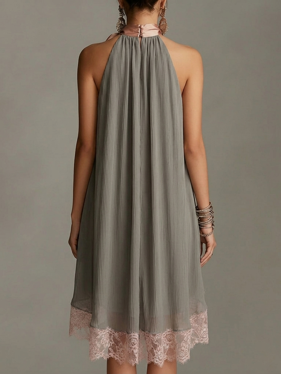 Robin - Mini-vestido De Cetim Com Um Laço Rosa E Renda