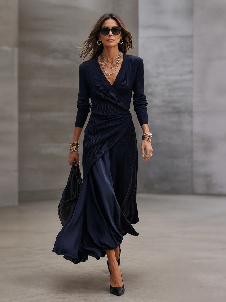 Leslia - Vestido Maxi Elegante Com Decote Em V