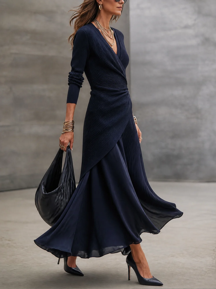 Leslia - Vestido Maxi Elegante Com Decote Em V