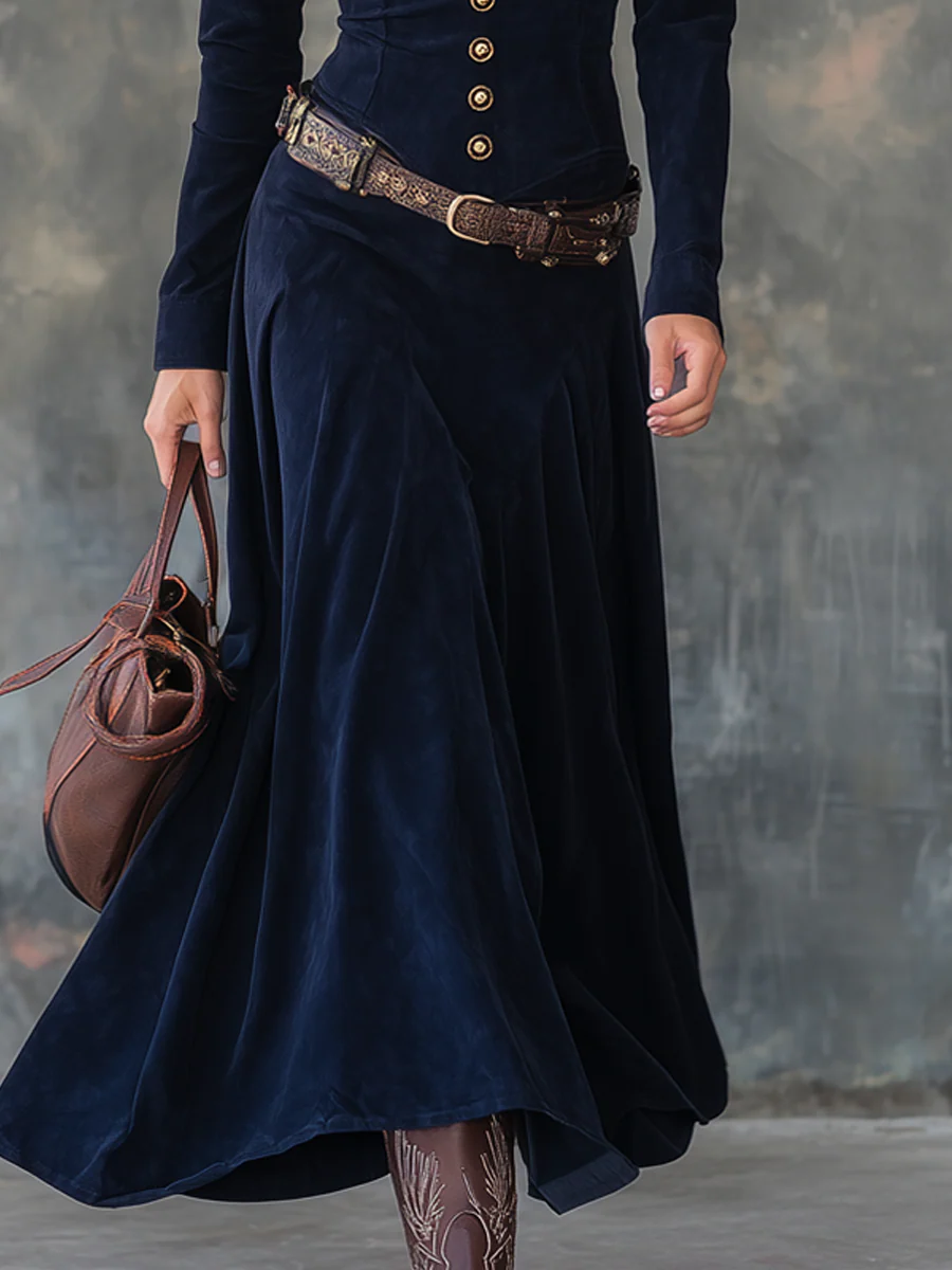Jelissa - Vestido Maxi de Camurça com Fenda