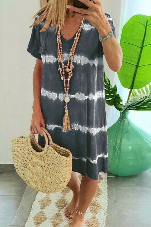 Karlaa - Vestido Largo De Verão Com Riscas Em Batik