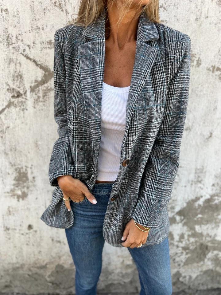 Basia - Blazer De Inverno Elegante a Xadrez