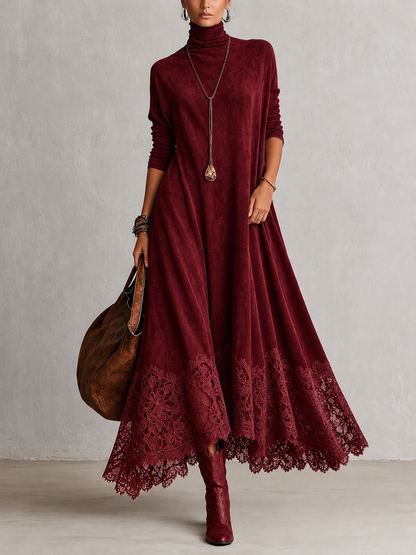 Albria - Vestido Maxi de Manga Comprida com Estilo Vintage