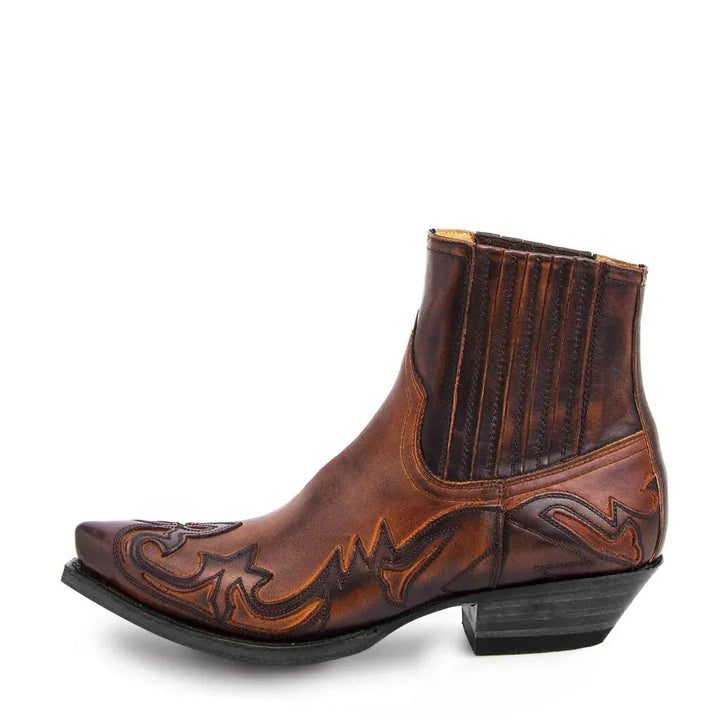 Mirvan - Botas De Cano Curto Estilo Western Com Biqueira Pontiaguda