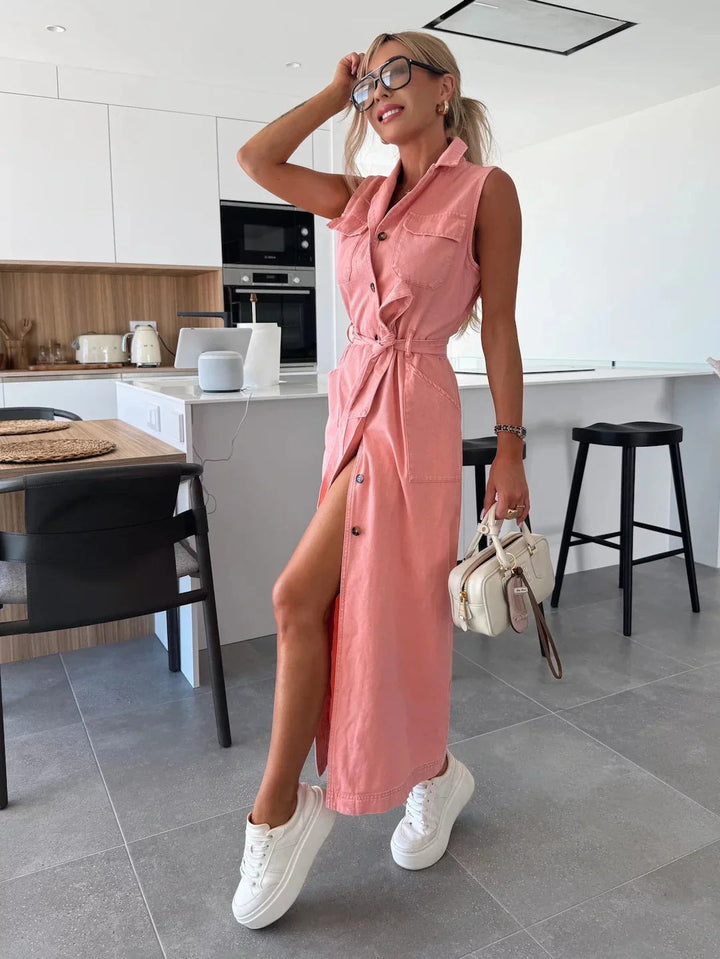 Jacinta - Vestido Longo Elegante com Bolso
