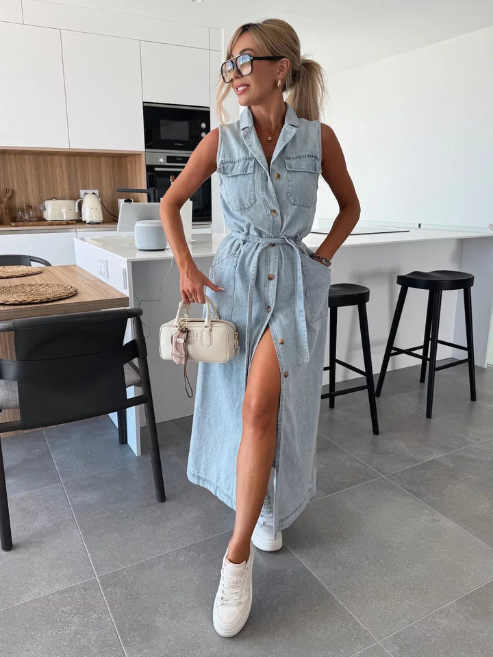 Jacinta - Vestido Longo Elegante com Bolso