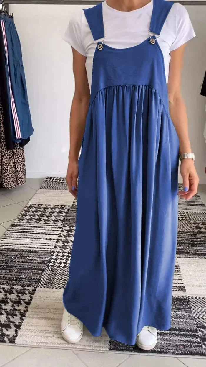 Regla - Vestido Solto De Algodão E Linho Com Alças