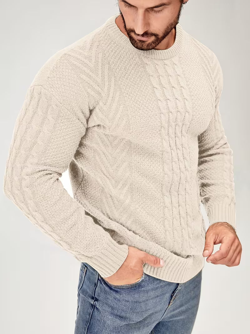 Eiduks - Camisola Clássica de Gola Redonda com Ponto Trançado