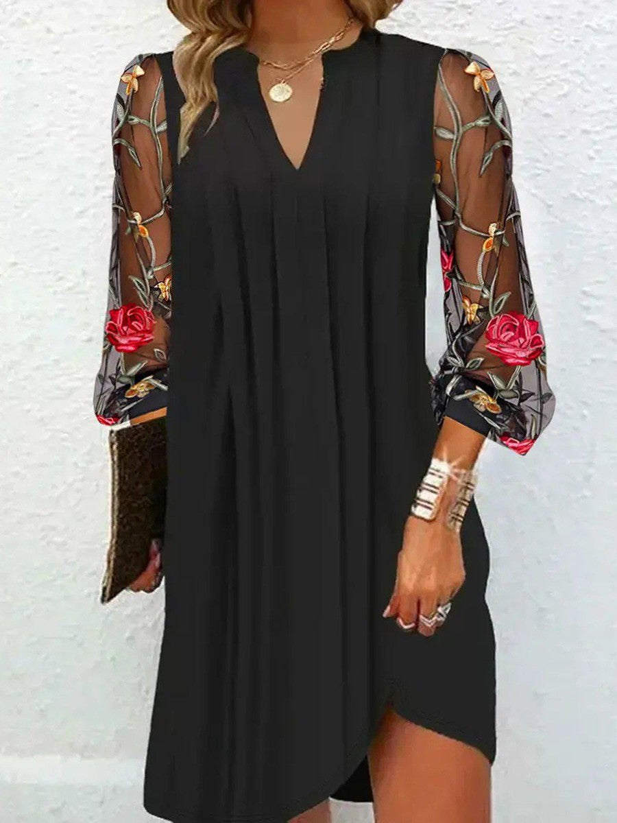 Victoire - Mini Vestido Elegante Com Mangas Transparentes