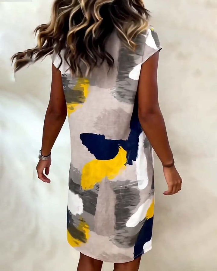Addie - Vestido de gola Redonda com Estampado Tie-dye