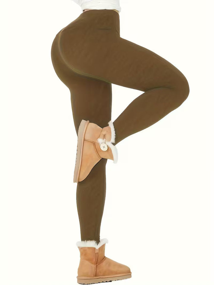 Linzay - Leggings De Cintura Alta Com Forro Térmico Em Velo