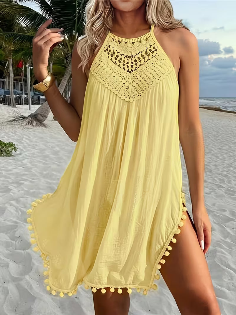 Shiena - Vestido Elegante De Croché Com Renda E Decote Suporte