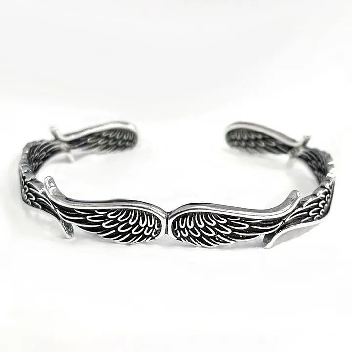 Maynard - Pulseira Vintage em Prata com Asas de Anjo