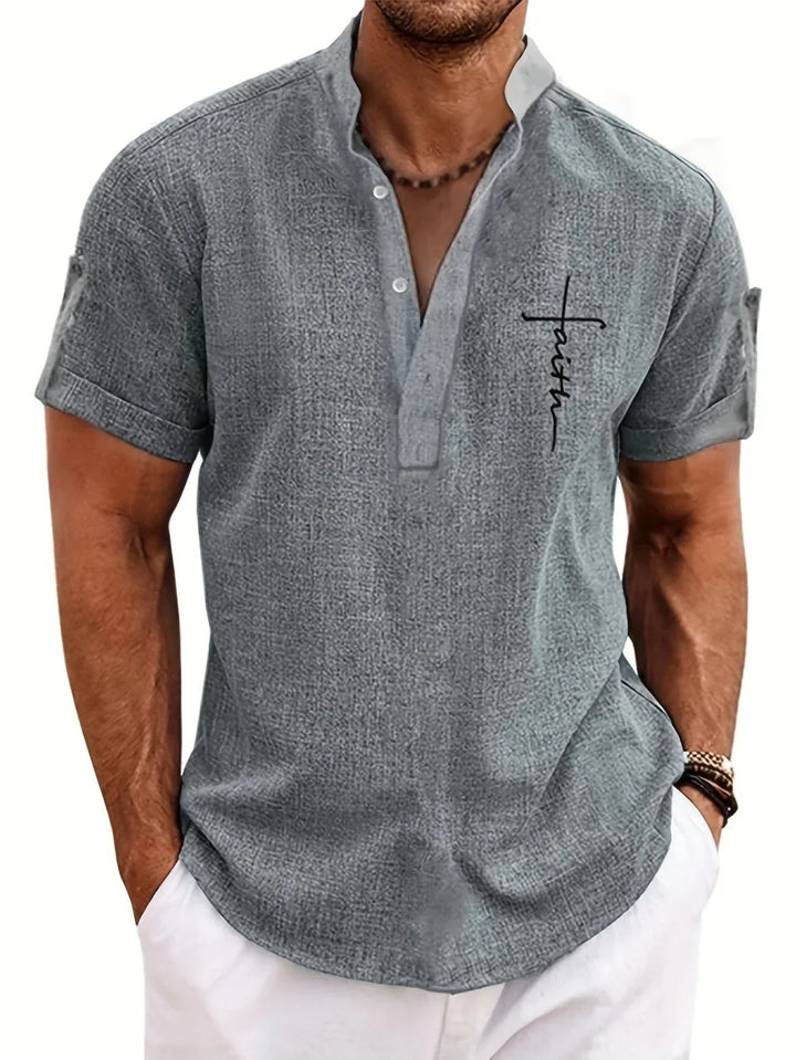 Samuelson - Camisa Elegante De Manga Curta Com Gola