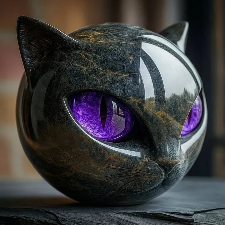 Nyxcharm - Escultura De Cabeça De Gato Preto Místico